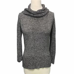 Calvin Klein‎ Cowl Neck Knit Sweater Pullover Rib Front Contrast Design Gray XS